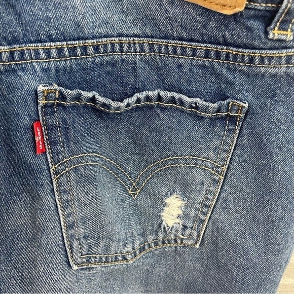 Levi's Denim Distressed Shortall Kids Size 16 - Picture 9 of 14